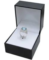 Cubic Zirconia Halo Statement Ring Sterling Silver