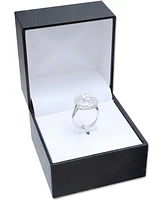 Cubic Zirconia Tapered Flower Oval & Baguette Ring (5-3/8 ct. t.w.) in Sterling Silver (Also Available in Orange, Blue, and Light Blue)
