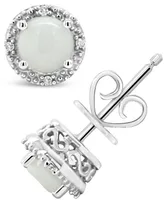 Opal (5/8 ct. t.w.) and Diamond Accent Stud Earrings in Sterling Silver