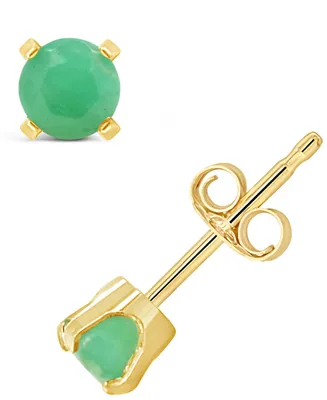 Emerald (1/2 ct. t.w.) Stud Earrings 14K Yellow Gold (Also Available Sapphire)