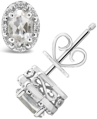 White Topaz (1-1/8 ct. t.w.) and Diamond Accent Stud Earrings in Sterling Silver