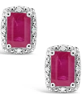 Ruby (1-1/3 ct. t.w.) and Diamond Accent Stud Earrings in Sterling Silver