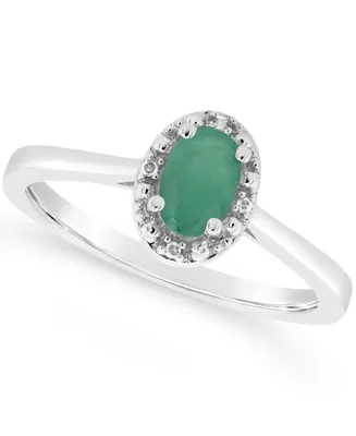 Emerald (/8 ct. t.w.) and Diamond Accent Ring Sterling Silver