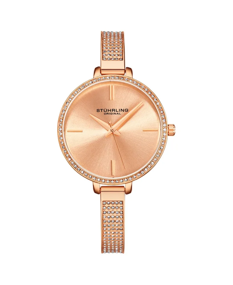 Stuhrling Women's Rose Gold Mesh Stainless Steel Bracelet Watch 36mm