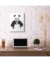 Stupell Industries Black White Panda Bear Making A Heart Ink Illustration Wall Plaque Art Collection