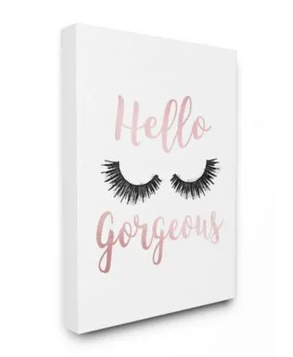 Stupell Industries Hello Gorgeous Black Eyelashes Typography Canvas Wall Art Collection