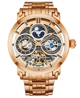 Stuhrling Men's Rose Gold Stainless Steel Bracelet Watch 47mm