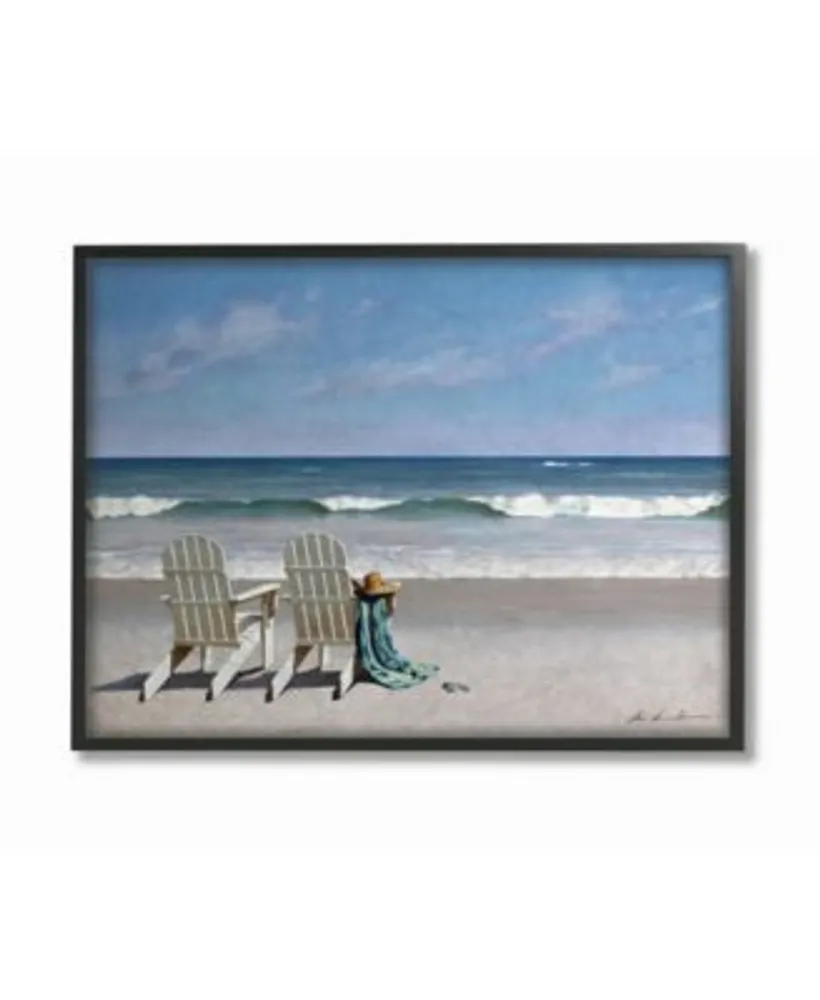 Stupell Industries Two White Adirondack Chairs On The Beach Framed Texturized Art Collection