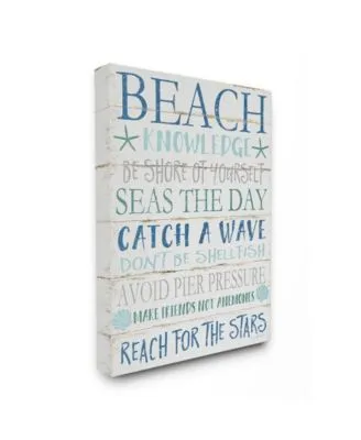 Stupell Industries Beach Knowledge Blue Aqua White Planked Look Sign Collection
