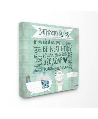 Stupell Industries Aqua Blue Bathroom Rules Collage Look Typography Collection