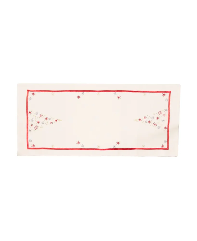 Manor Luxe Festive Christmas Tree Embroidered Double Layer Christmas Table Runner