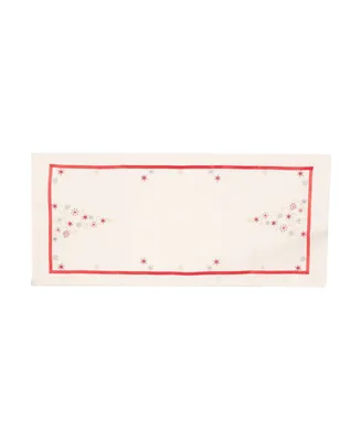 Manor Luxe Festive Christmas Tree Embroidered Double Layer Christmas Table Runner
