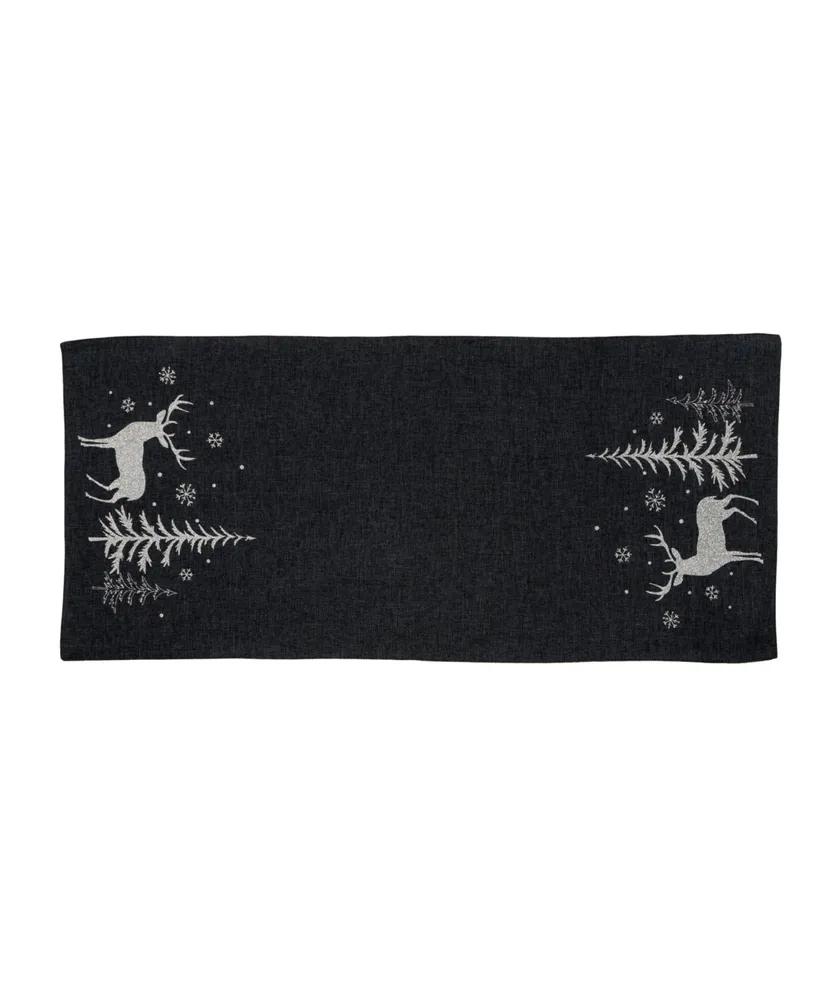 Manor Luxe Deer In Snowing Forest Double Layer Christmas Table Runner