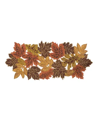 Manor Luxe Autumn Leaves Embroidered Cutwork Table Runner