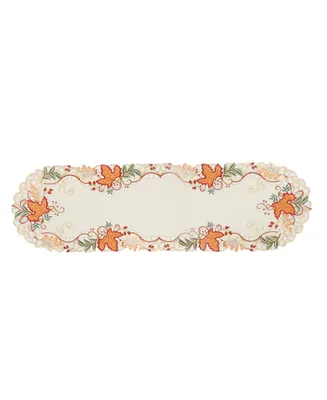 Manor Luxe Falling Leaves Embroidered Cutwork Table Runner
