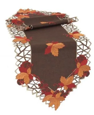 Manor Luxe Harvest Hues Embroidered Cutwork Fall Table Runner Collection