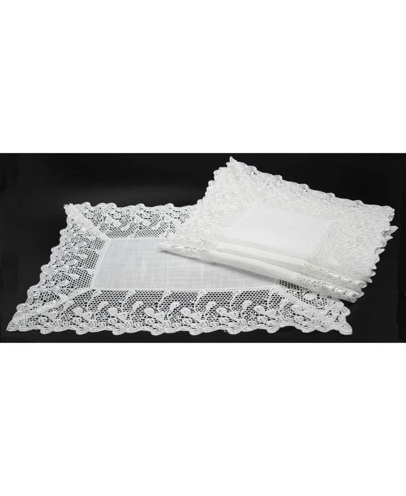 Manor Luxe Garden Trellece Lace Trim Placemats - Set of 4