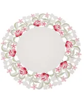 Manor Luxe Lush Rosette Embroidered Cutwork Round Placemats - Set of 4