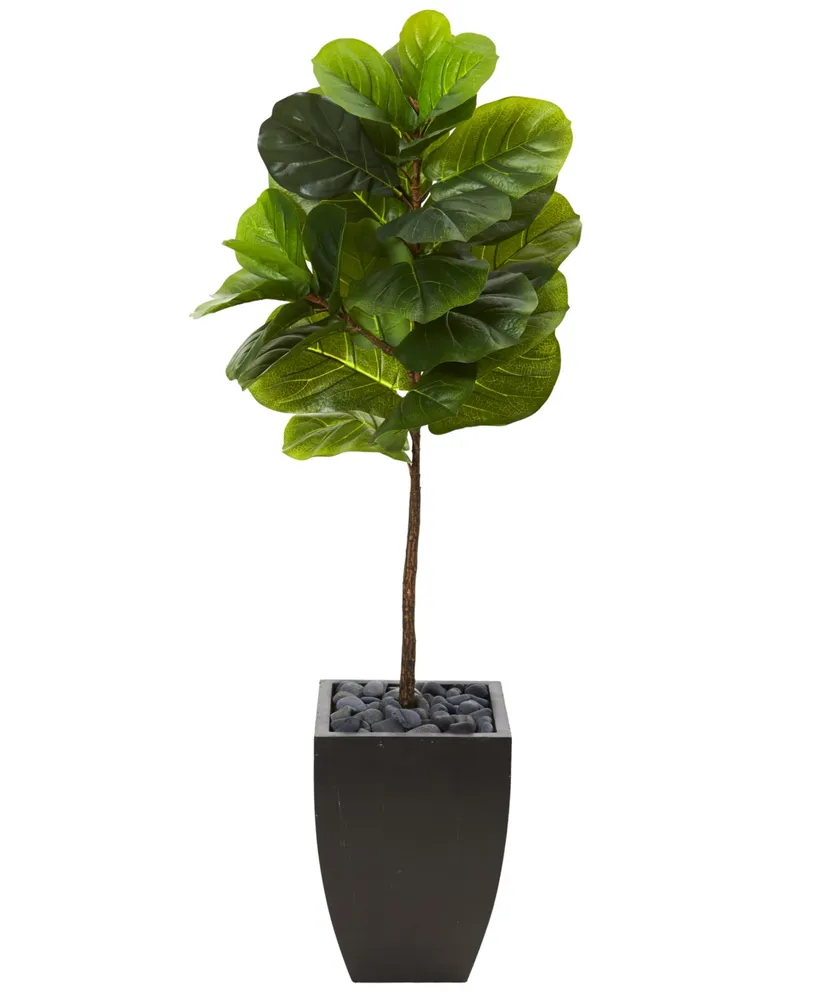 Nearly Natural 4.5ft. Ficus Artificial Tree in Ribbed Metal Planter