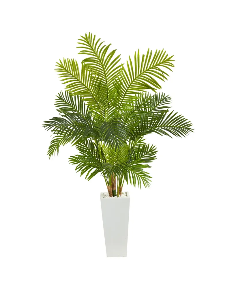 Nearly Natural 68in. Hawaii Palm Artificial Tree in Tall White Planter