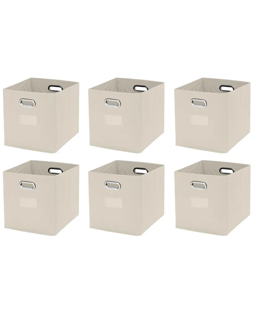 Ornavo Home Foldable Linen XLarge Storage Bin with Leather Handles and Lid - Set of 3 - White, Gray