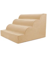 Home Base Pet Stairs, 4-Step Dog Steps for Bed and Couch, Soft Ramp Cats Dogs, High Density Foam Scalloped Design