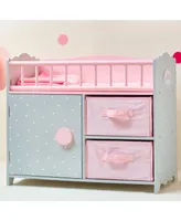Olivia's Little World Polka Dots Princess Baby Doll Crib with Cabinet, Cubby