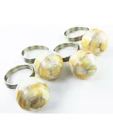 Manor Luxe Mother of Pearl Elegant Ball Metal Napkin Rings, Set of 4