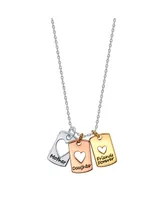 Unwritten Tri-Tone Plated Silver "Mother Daughter Friends Forever" Heart Pendant Necklace