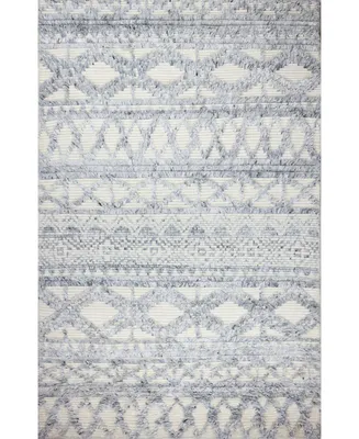 Bb Rugs Natural Wool M133 Ivory and Blue 5' x 7'6" Area Rug