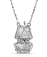2028 Silver-Tone with Crystal Accents Purse Locket Necklace