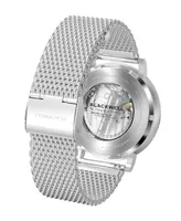 Blackwell Sunray Black Dial with Silver Tone Steel and Silver Tone Steel Mesh Watch 44 mm