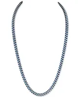 Esquire Men's Jewelry Fox Chain Necklace in Stainless Steel and Blue Ion-Plate, Created for Macy's