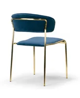 Glamour Home Set of 2 Andre Velvet Dining Chair with Metal Legs and Decorative Stitching