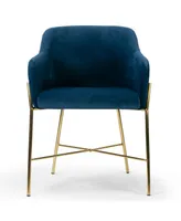 Glamour Home Ana Velvet Arm Dining Chair with Metal Legs