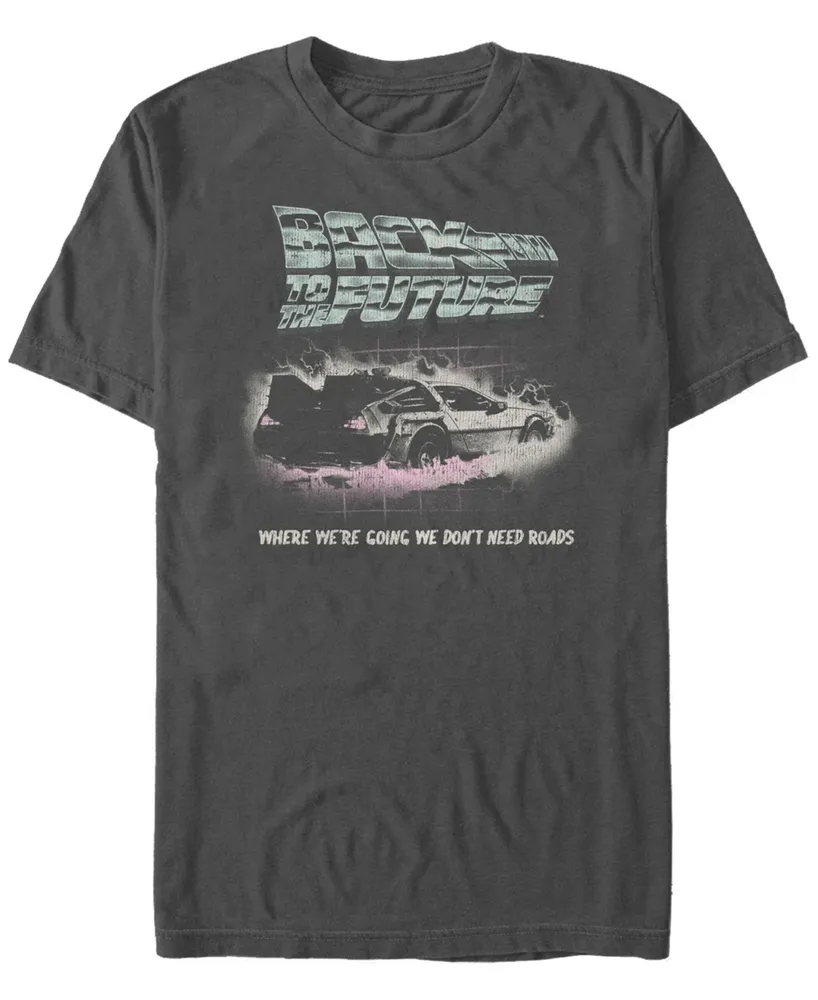 Fifth Sun Back to the Future Franchise Men's Delorean We Don't Need Roads Short Sleeve T-Shirt