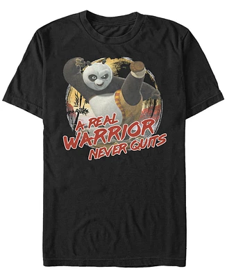 Fifth Sun Kung Fu Panda Men's Po A Real Warrior Never Quits Short Sleeve T-Shirt