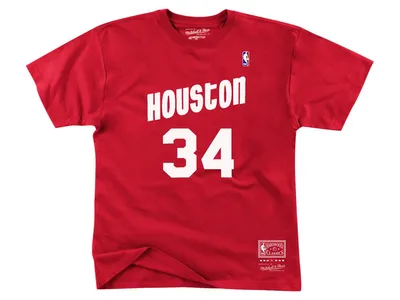 Mitchell & Ness Houston Rockets Men's Hakeem Olajuwon Hardwood Print Player T-Shirt