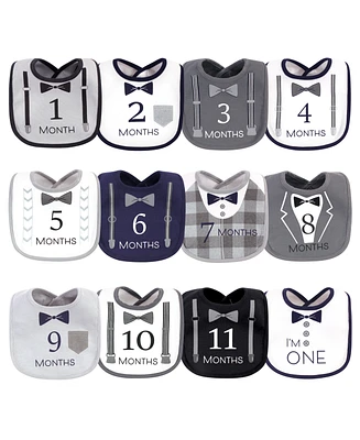 Hudson Baby Baby Boys Brand New Terry Drooler Bibs with Fiber Filling, Pack of 10