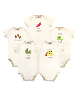 Touched by Nature Baby Girls and Boys Taco Bodysuits, Pack of 5