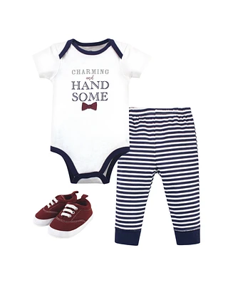 Little Treasure Baby Boys Charming Handsome Bodysuit, Pant and Shoe Set, Pack of 3