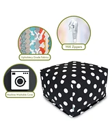 Majestic Home Goods Large Polka Dot Ottoman Square Pouf 27" x 17"