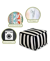 Majestic Home Goods Vertical Stripe Ottoman Square Pouf 27" x 17"