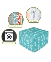 Majestic Home Goods Sea Horse Ottoman Square Pouf 27" x 17"