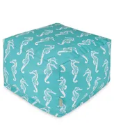 Majestic Home Goods Sea Horse Ottoman Square Pouf 27" x 17"