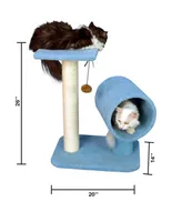 Armarkat 25" Real Wood Cat Tree With Scratcher And Tunnel For Privacy