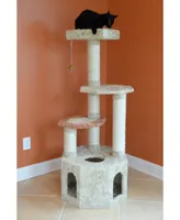 Armarkat X5703 Soft Heavy-Carpet Real Wood Cat Furniture With Condo For Large Cat
