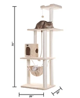Armarkat 70" Real Wood Cat Furniture, Ultra Thick Faux Fur Covered Cat Condo House A7005, Beige