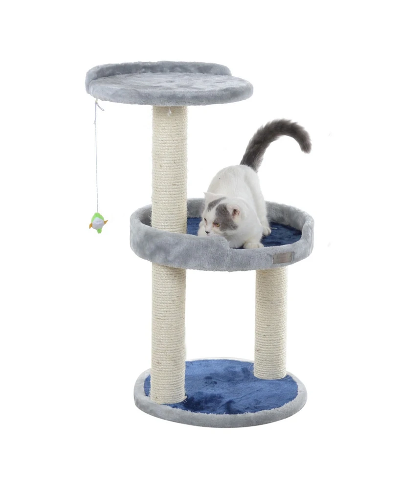 Armarkat Three-Level Real Wood Compact Scratcher, X2905, Gray W Plush Perch