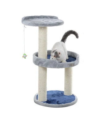 Armarkat Three-Level Real Wood Compact Scratcher, X2905, Gray W Plush Perch